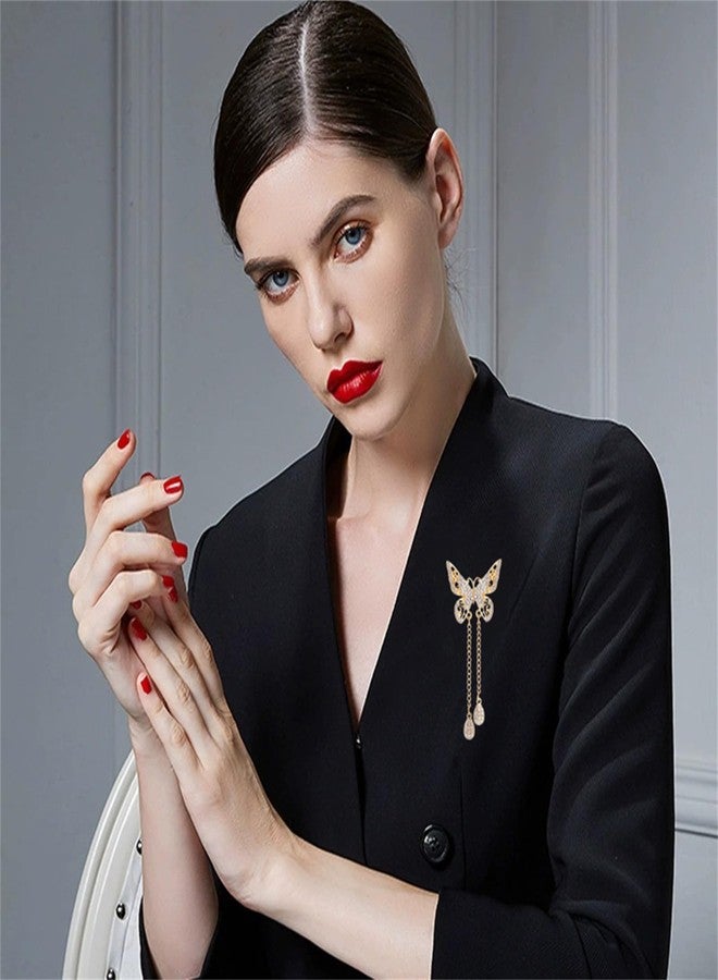 WCRAZYE Butterfly Brooch for Women Animal Insect Butterfly Brooch Pin Fashion Butterfly Rhinestone Brooch Pin Fashion Wedding Jewelry (Gold) - Image 3